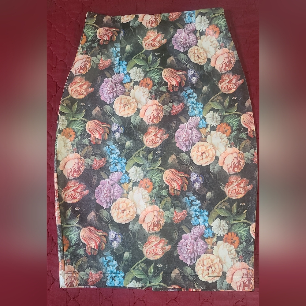 Jealous Tomato Multicolor Floral Faux Leather Skirt